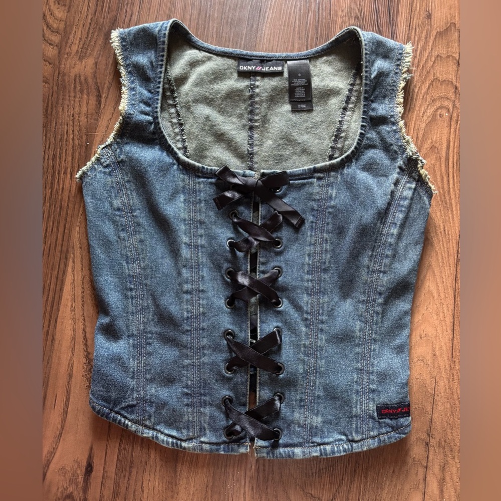 DKNY Jeans Vintage Y2K Denim Corset Top